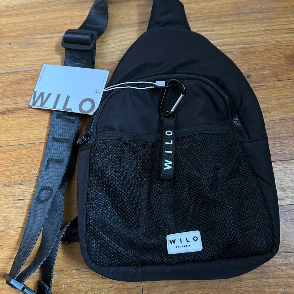 Wilo Black One Shoulder Mesh Sling Bag
